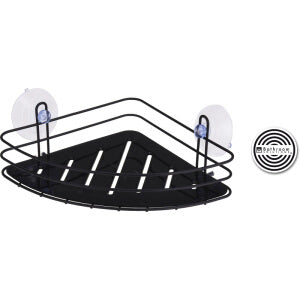 Bathroom Solutions Black Bathroom Shelf with Suction Cups for Cabin Sh 